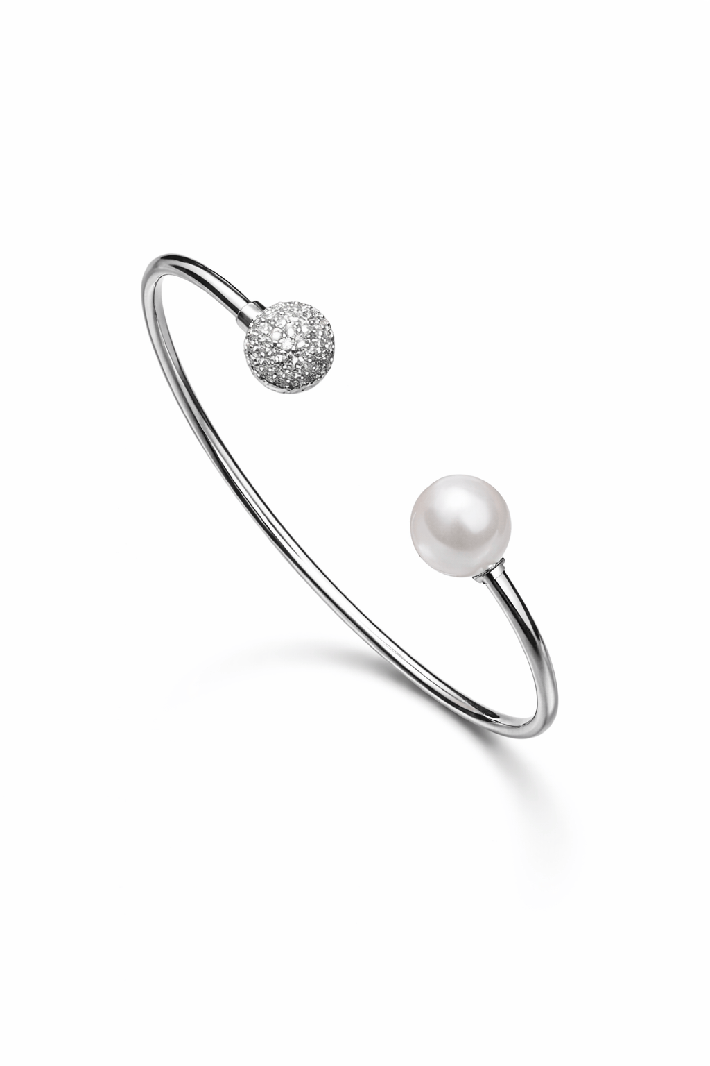 Luna Pearl & Pavé Open Cuff Bracelet