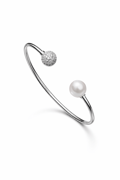 Luna Pearl & Pavé Open Cuff Bracelet