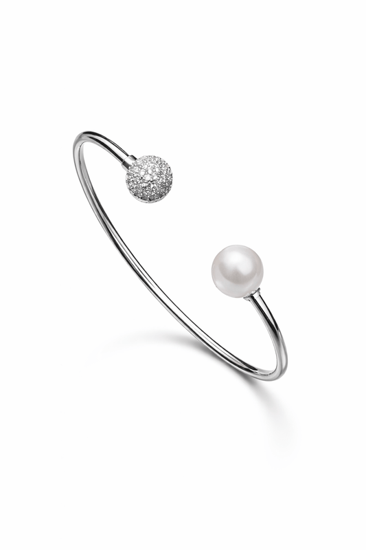 Luna Pearl & Pavé Open Cuff Bracelet