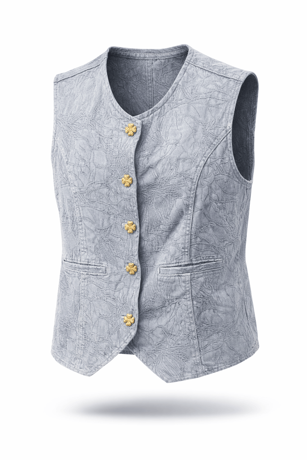 Textured Denim Vest & Pants Set