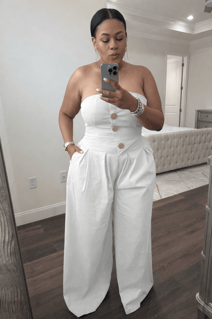 Tube Wide Leg Jumpsuit (White)