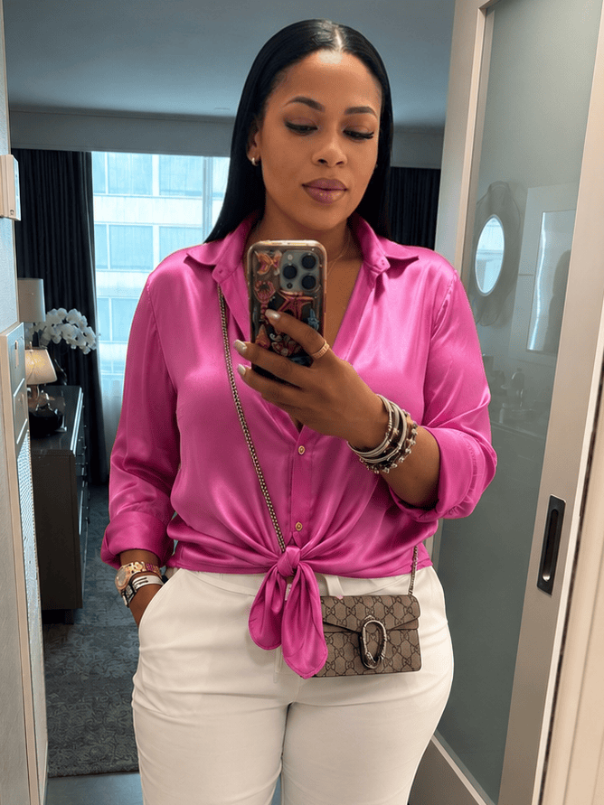 ITALIAN SATIN BLOUSE (PINK)