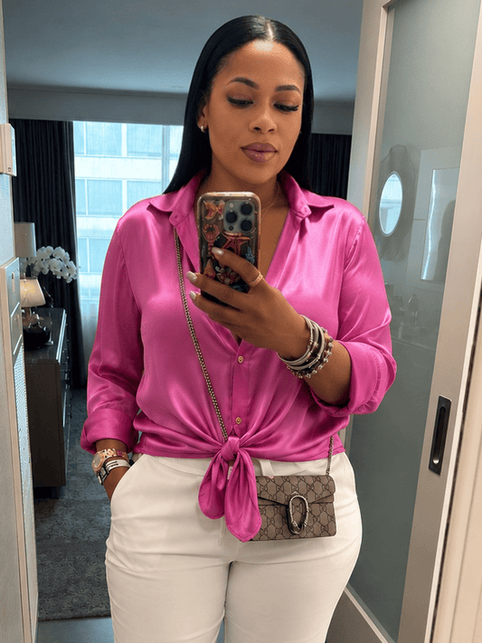 ITALIAN SATIN BLOUSE (PINK)