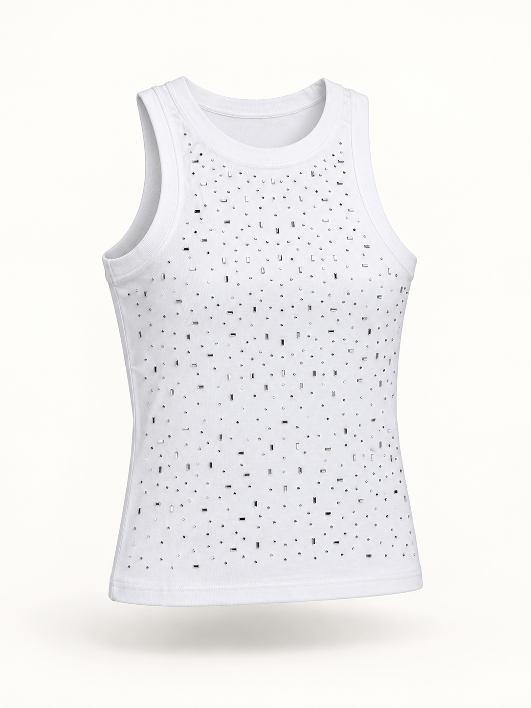 Rhinestone Embellished Tank (White)