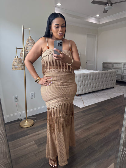 Tassel Skirt Set (Tan)