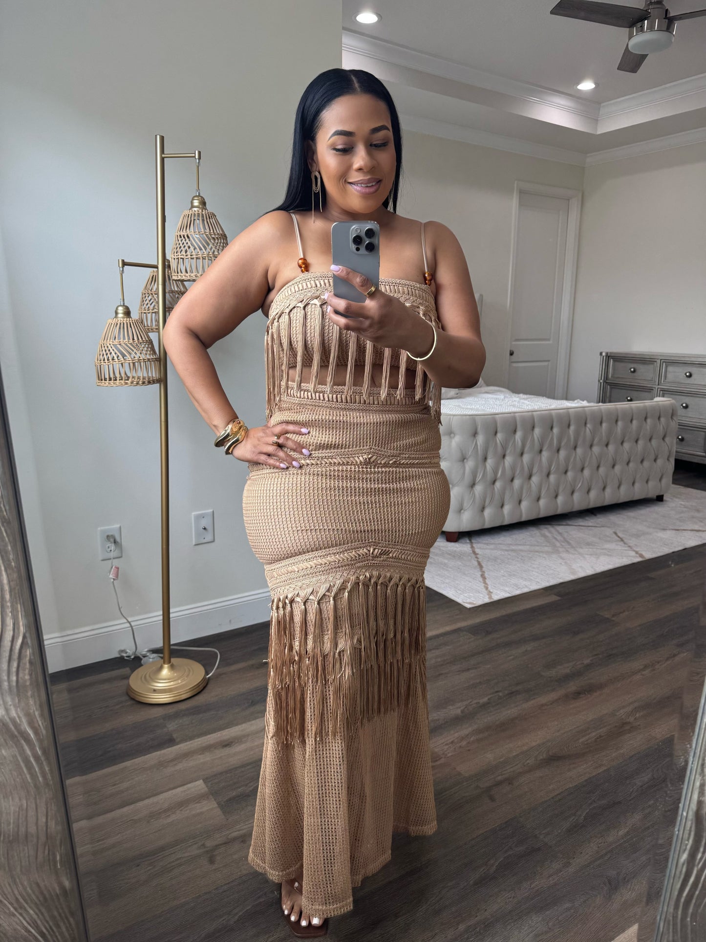 Tassel Skirt Set (Tan)