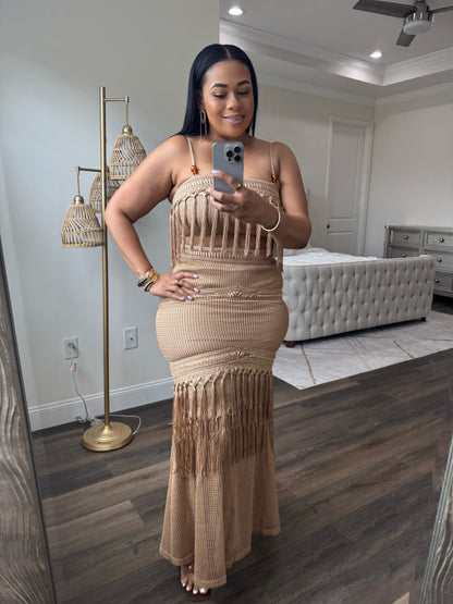 Tassel Skirt Set (Tan)