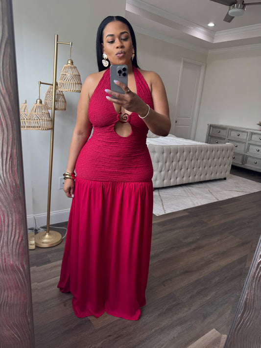 Halter Maxi Dress (Red)