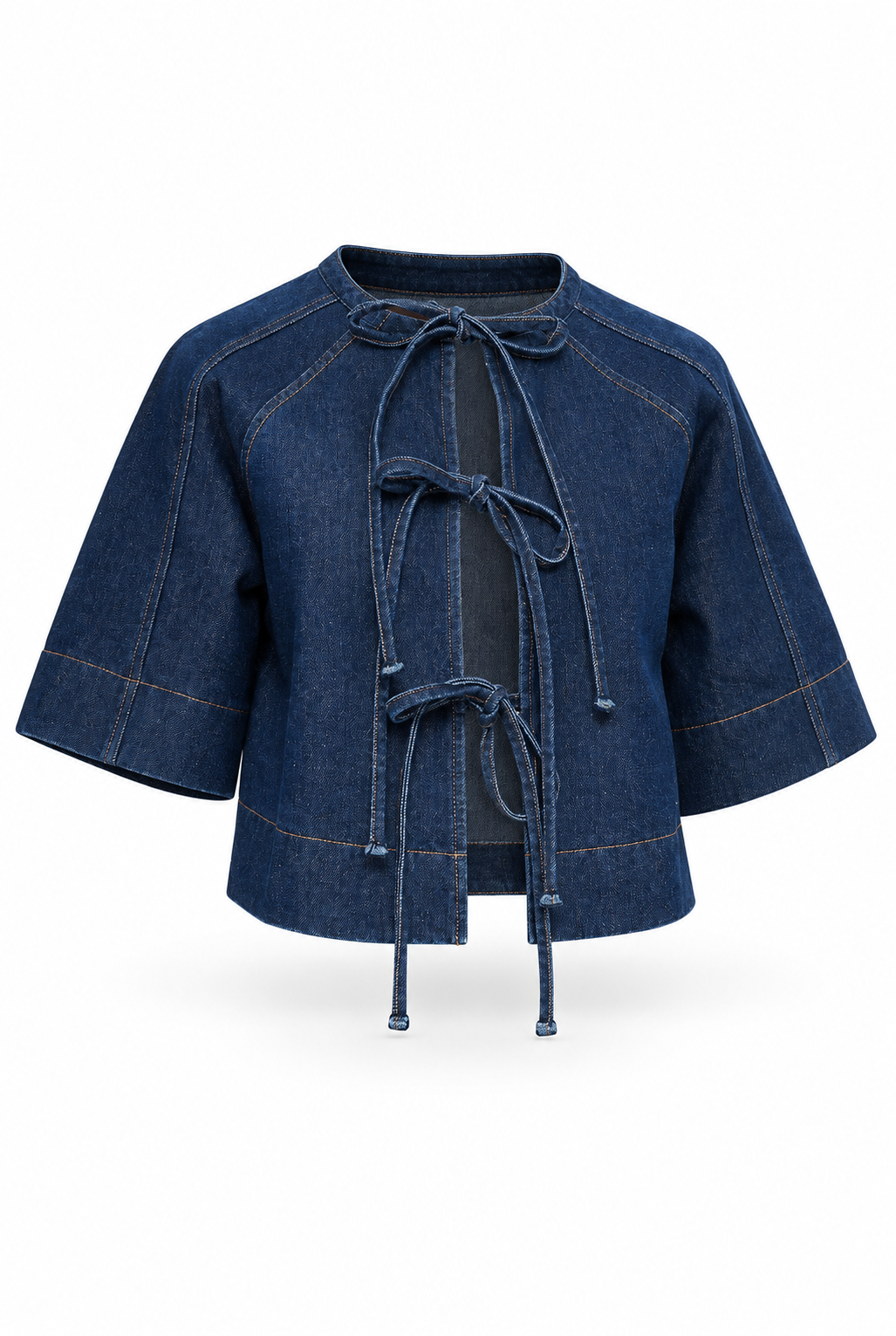 Tie Front Denim Top (Dark Wash)