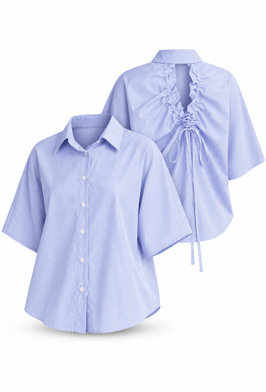 Blue-and-white pinstripe shirt