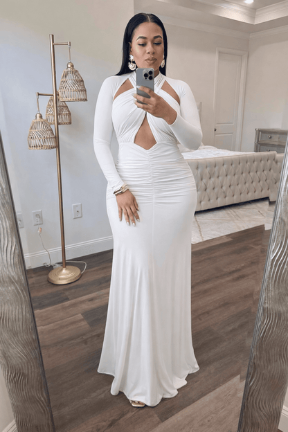 HALTER RUCHED MAXI DRESS