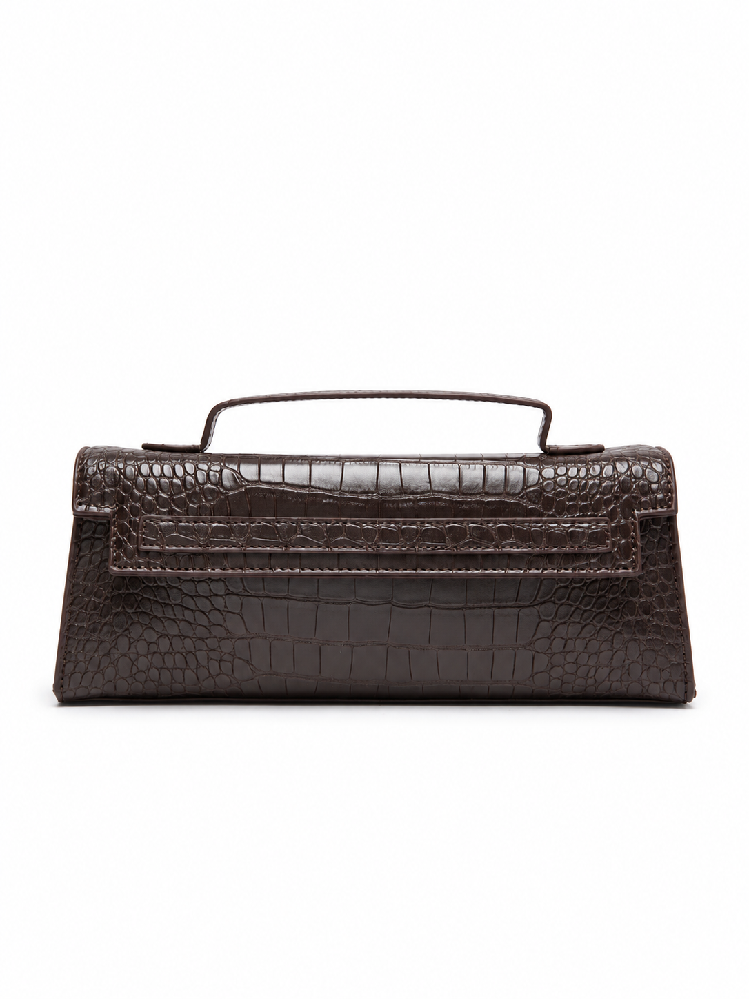 Espresso Croc Top Handle Bag