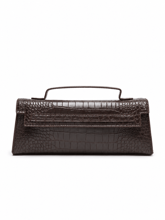 Espresso Croc Top Handle Bag