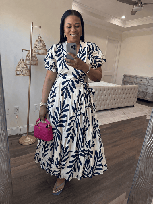 Wrap Printed Maxi Dress Blue Print Bubble S Slv Wrap