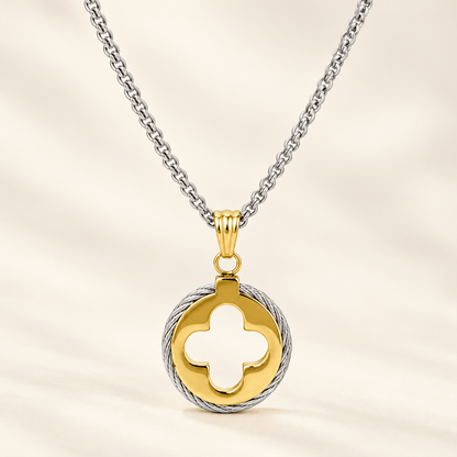 Two-Tone Clover Medallion Necklace