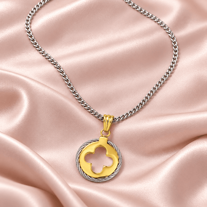 Two-Tone Clover Medallion Necklace