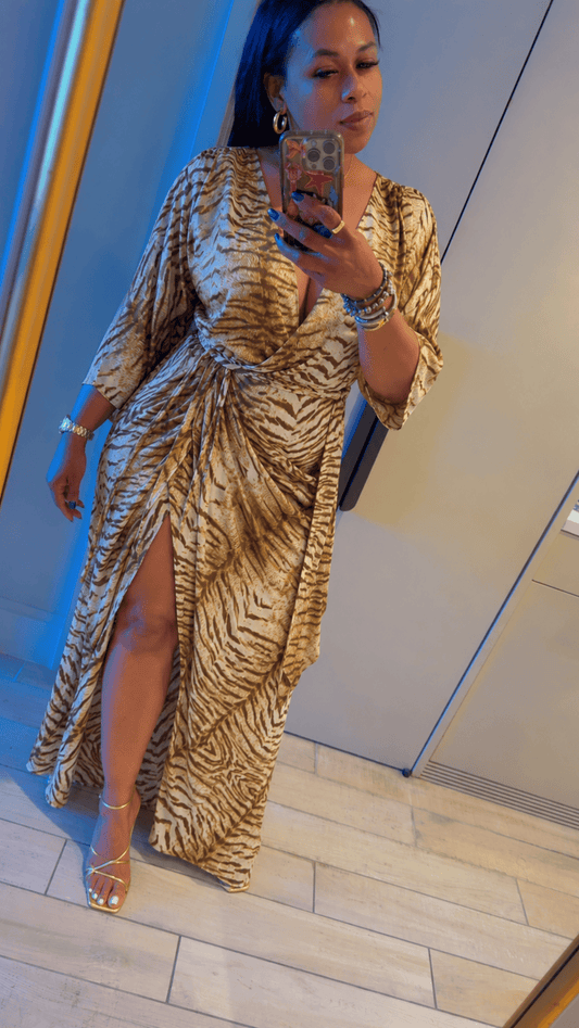 Golden Wilds Wrap Maxi Dress