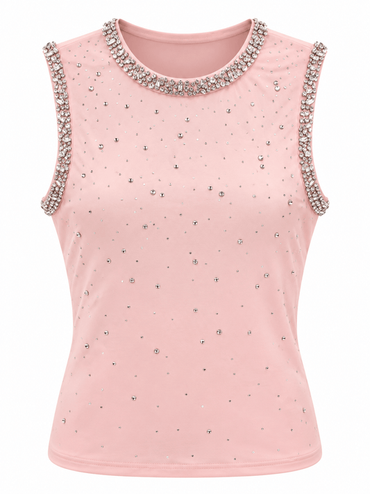 EMBELLISHED RHINESTONE TANK (Pink)