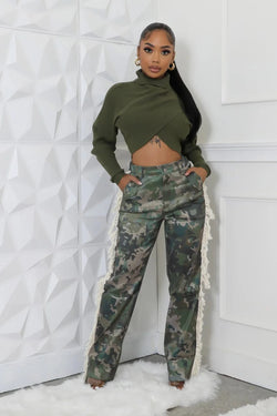 Micro Camo Fringe Pants