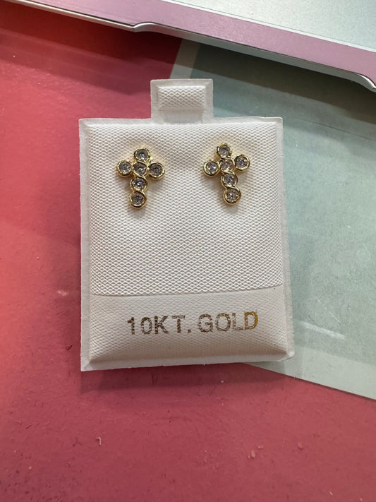Cross Stud Gold Earrings