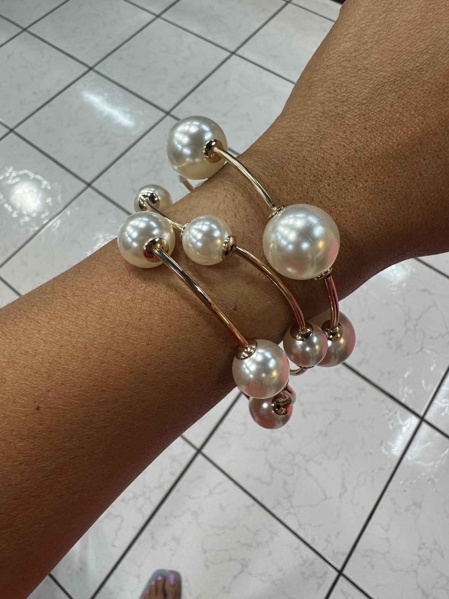 Three Strand Pearl Ball Bracelet