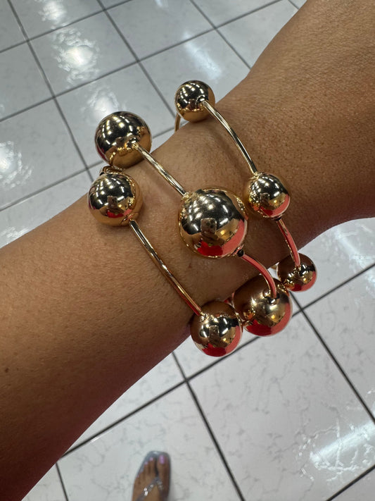 Three Strand Gold Ball Bracelet
