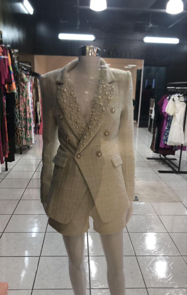 Tweed Pearl Blazer Set