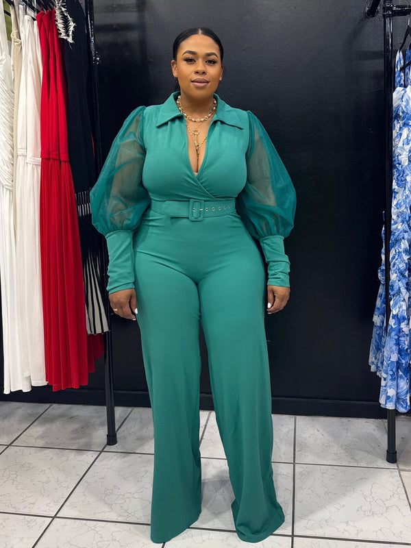 Bossy Sheer Sleeves Jumpsuit "Jade"