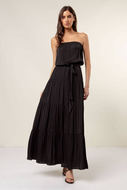 Maxi Tiered Tube Dress With Elasticized Waist (Royal Blue)
