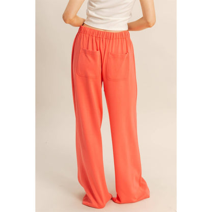 Knit Wide-Leg Trousers With Drawstring Waist  (SAGE GREEN)