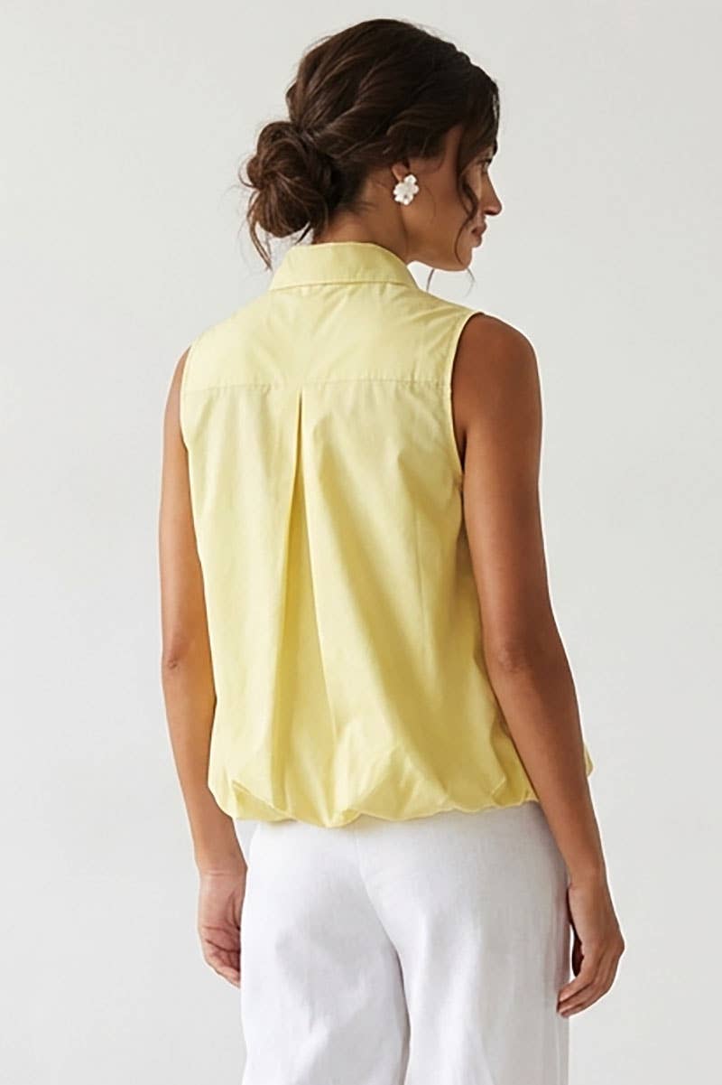 Sleeveless Front Zip Bubble Top (Yellow)