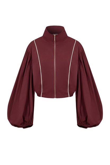 Super Puffed Sleeves Piping Detail Jacket