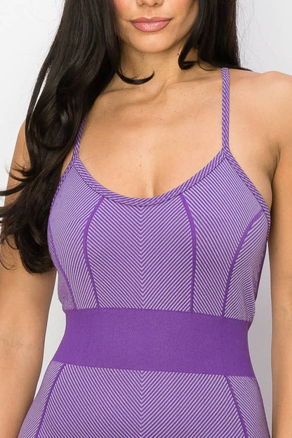 RIBBED SEAMLESSS FITTED JUMPSUIT (ULTRA VIOLET)