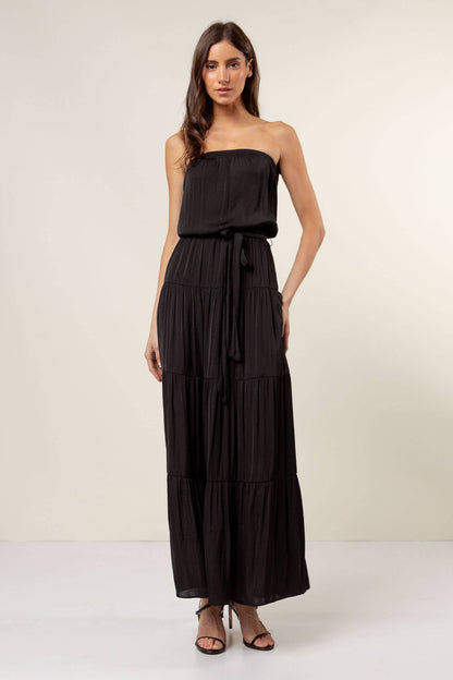 Maxi Tiered Tube Dress With Elasticized Waist (Royal Blue)