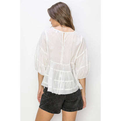 Pure Love Babydoll Blouse (OFF WHITE)