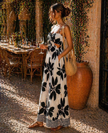 Santorini Bloom Cutout Wide-Leg Jumpsuit