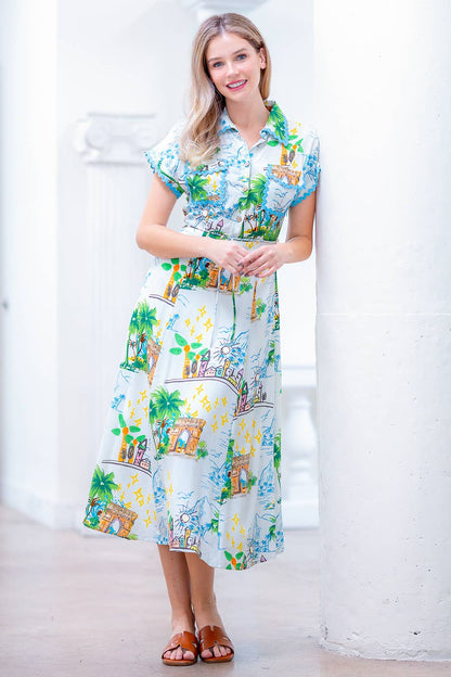SHORT SLEEVE SHIRT DRESS SELF TIE BELT