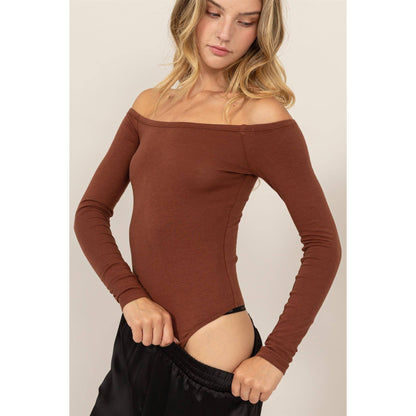 Off Shoulder Long Sleeve Bodysuit