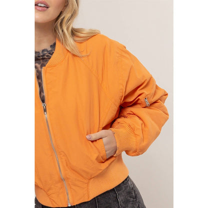 Ruched Bomber Puffer Jacket