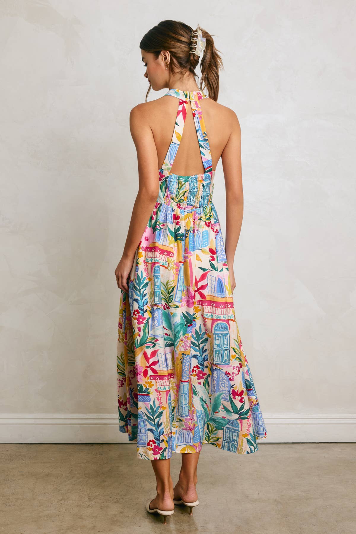 Long Summer Halter Neck Midi Dress