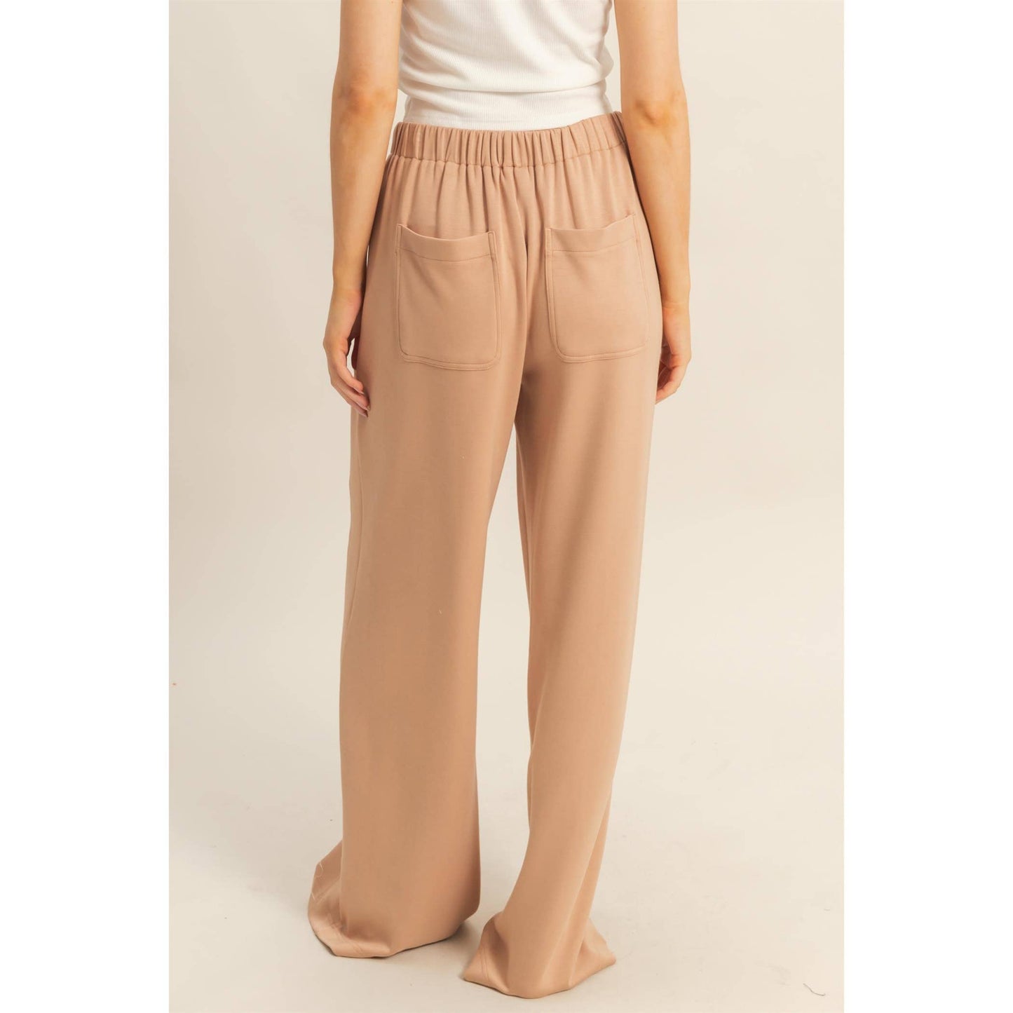 Knit Wide-Leg Trousers With Drawstring Waist  (SAGE GREEN)