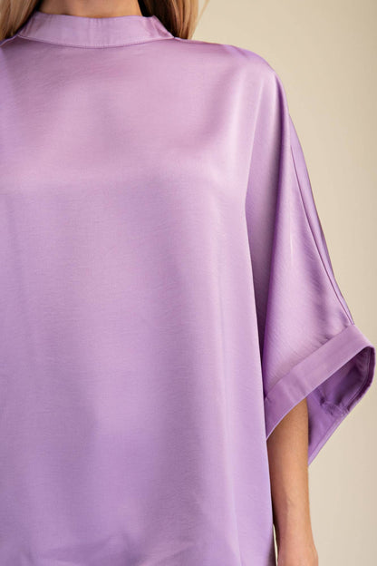 Mock Neck Oversize Top (Lavender)