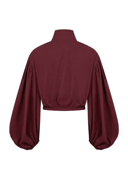 Super Puffed Sleeves Piping Detail Jacket