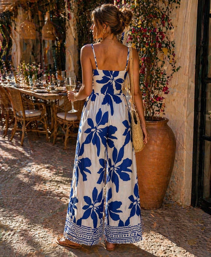 Santorini Bloom Cutout Wide-Leg Jumpsuit