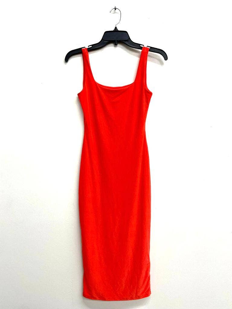 Tank Double Layer Midi Dress: ORANGE