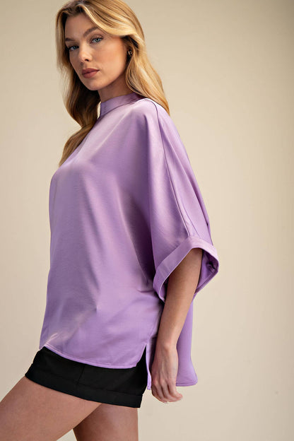 Mock Neck Oversize Top (Lavender)