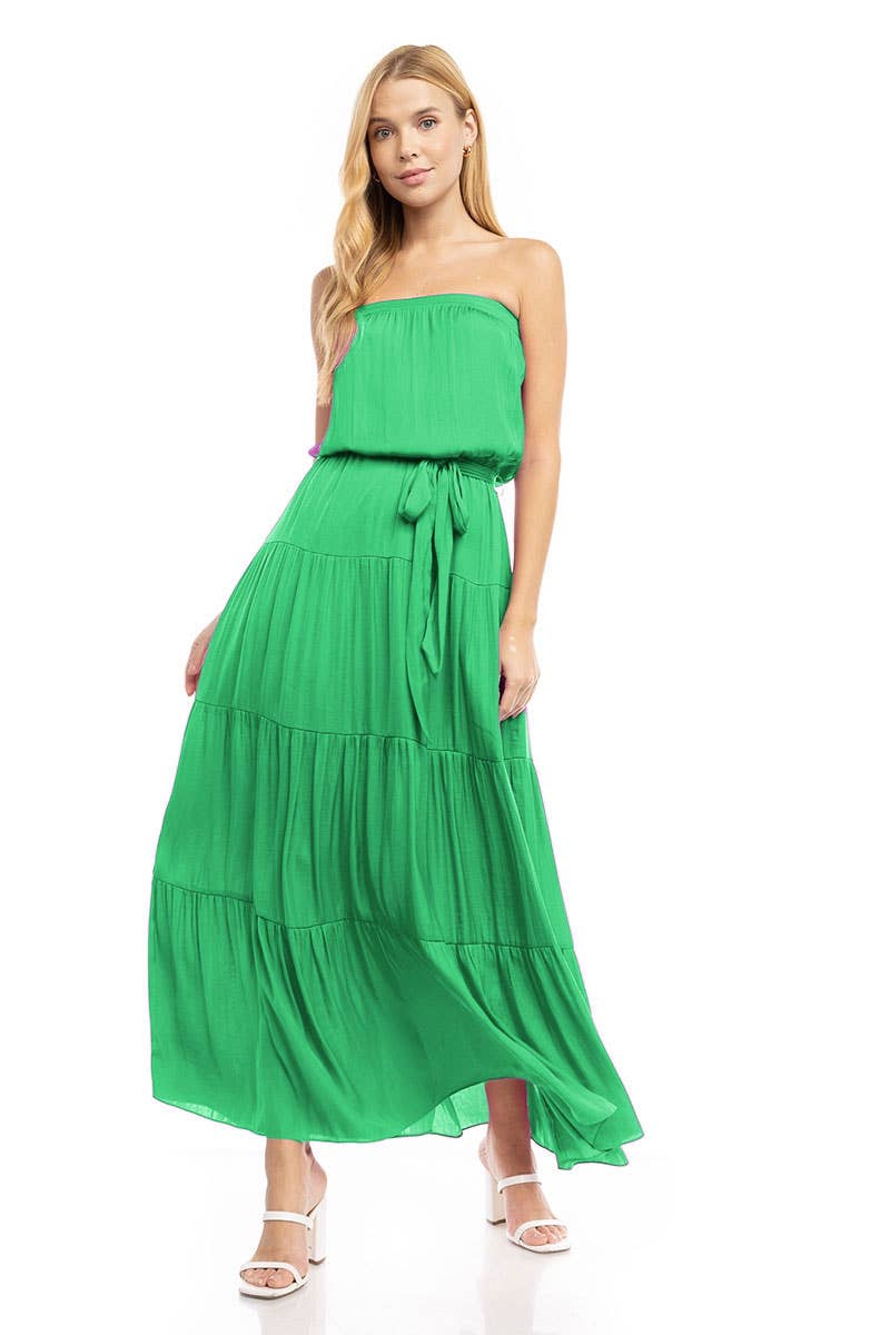 Maxi Tiered Tube Dress With Elasticized Waist (Royal Blue)
