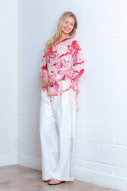 PRINTED LONG SLEEVE SHIRT (Pink)