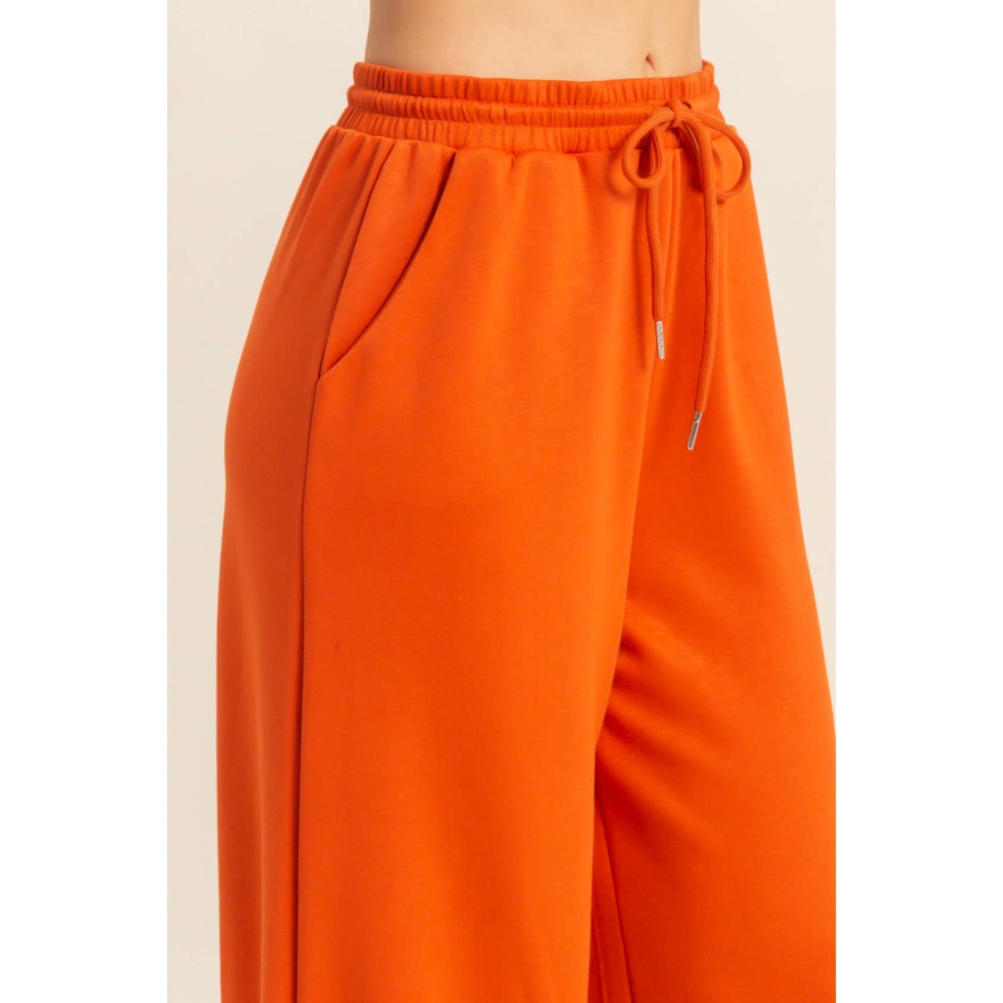 Flowy Knit Drawstring Pants (BURNT ORANGE)