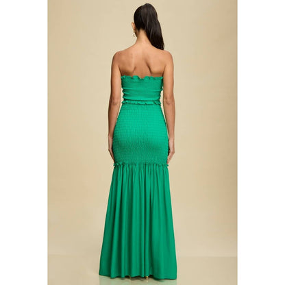 SMOCKED RUFFLE TIERED DRESS (Green)